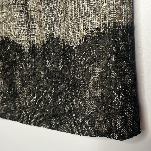 CLASSIQUES ENTIER SIZE 0 GRAY WOVEN SKIRT WITH BLACK LACE - Picture 3 of 11